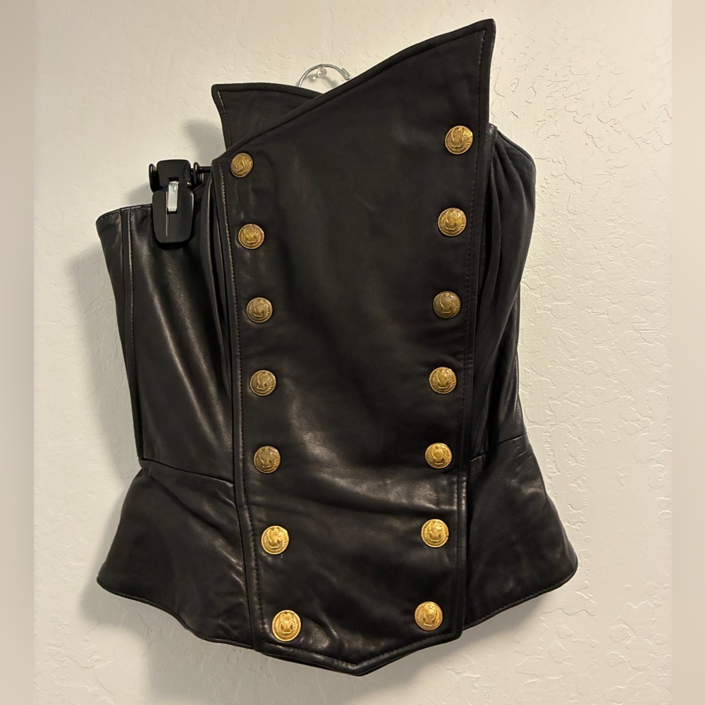 Michael Hoban for North Beach vintage black leather bustier - Picture 2 of 11